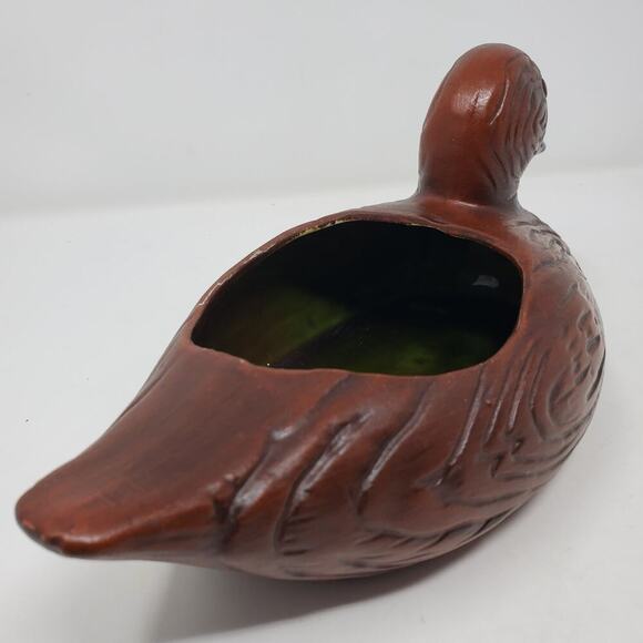 Vintage California Pottery Brown Woodgrain Duck Ceramic Planter Cottagecore - Picture 5 of 10